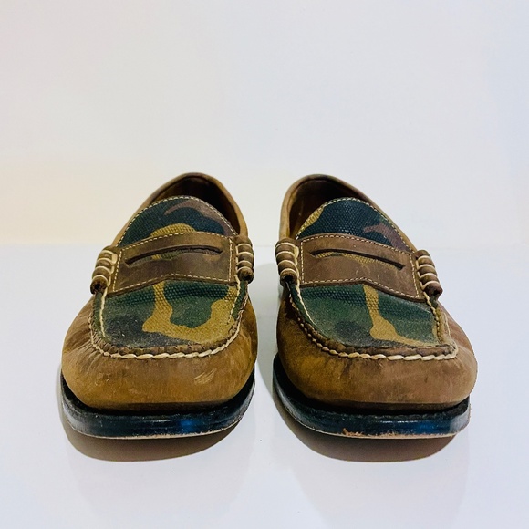 G.H. Bass Brown Leather & Camo Weejuns Penny Loafers Men's 8.5 D Shoes - Picture 4 of 16